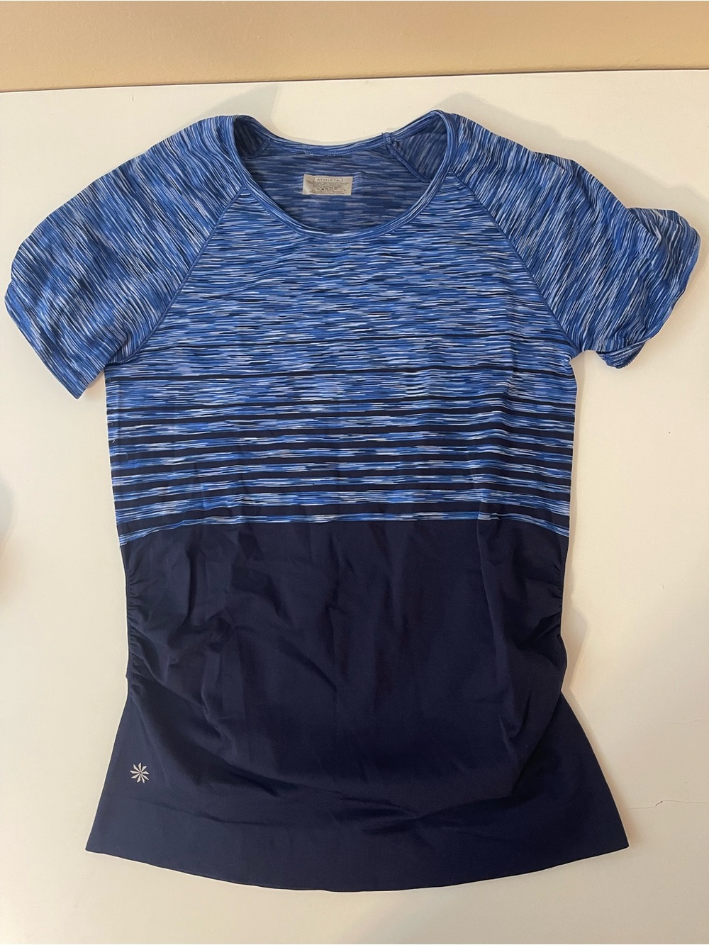 Athleta Blue Space-Dye Short Sleeve Active Tee